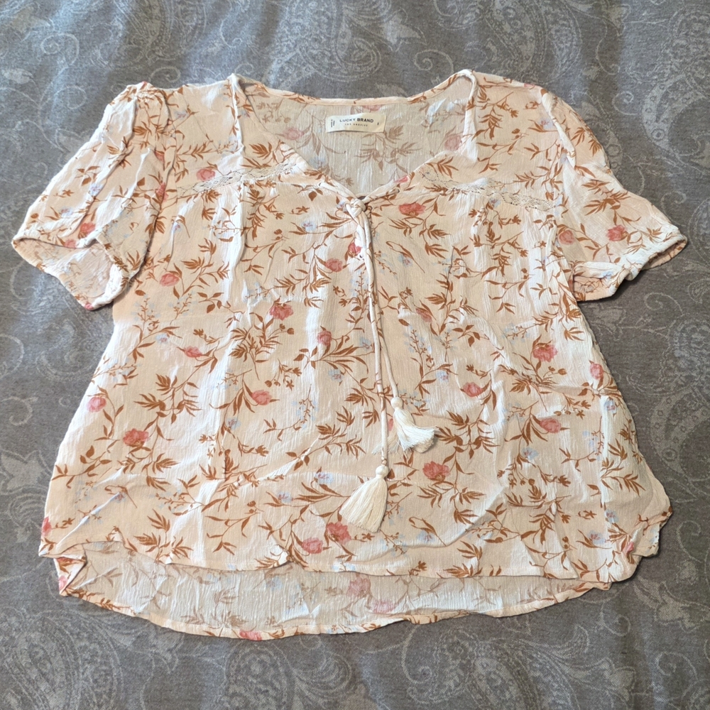 Lucky Brand Floral Print Blouse (Size S)